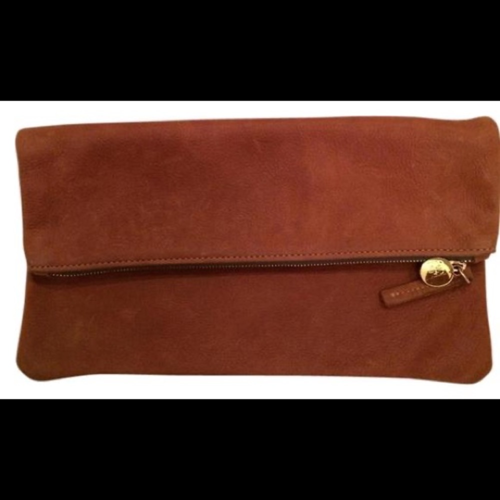 Clare V Foldover Clutch, cognac nubuck